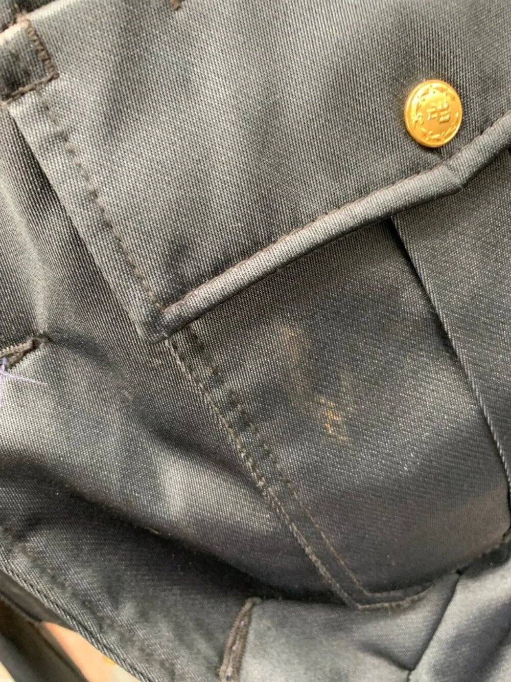 Golden Fleece Uniform Outerwear Jacket 38 Black Titan Cloth Faux Fur Collar Gold